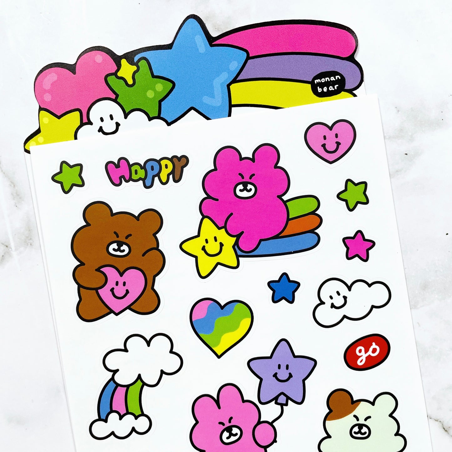 Monan Bear Happy go Lucky sticker A54