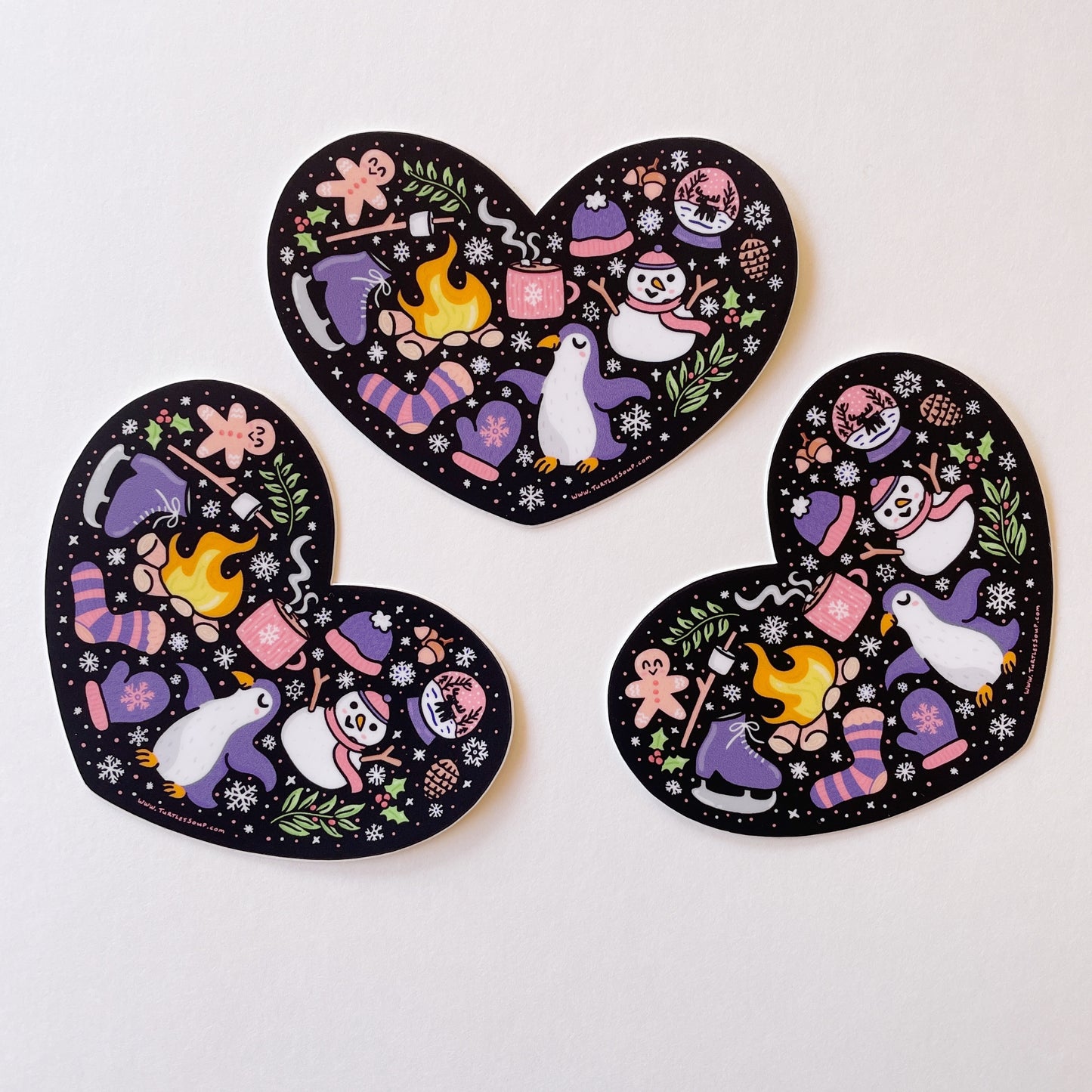 Turtle's Soup Winter Heart vinyl Sticker c101