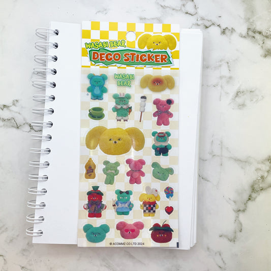 Wasabi Bear sparkle mustard sticker B557