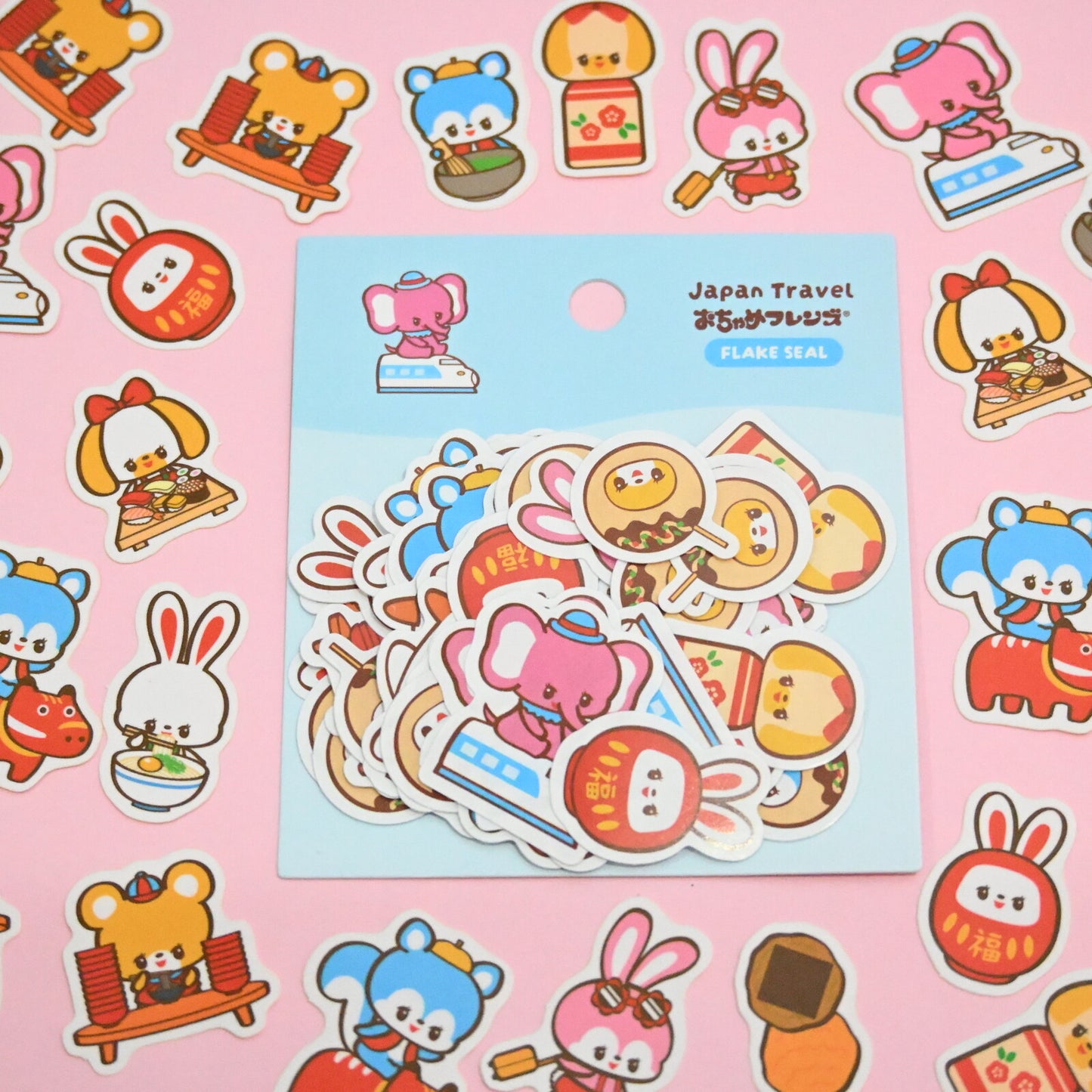 Rainbowholic x Ochame Friends Japan Travel Flake Sticker set 56 pcs f1