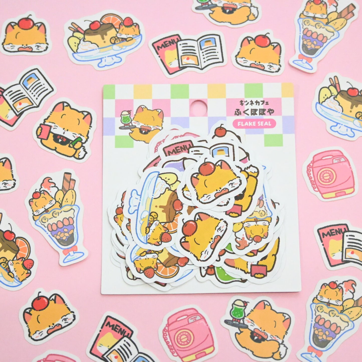 Rainbowholic x Fukupopoya Cafe Flake Sticker set 56 pcs f4