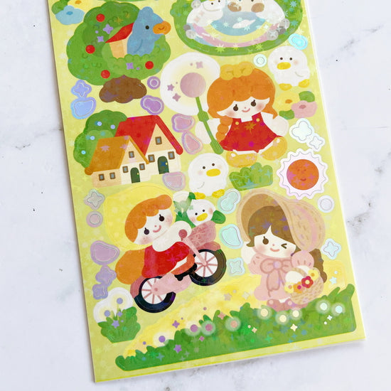 Red Bean Village In the Field sparkle sticker b432