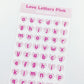 Love Letters Pink vinyl sticker sheet