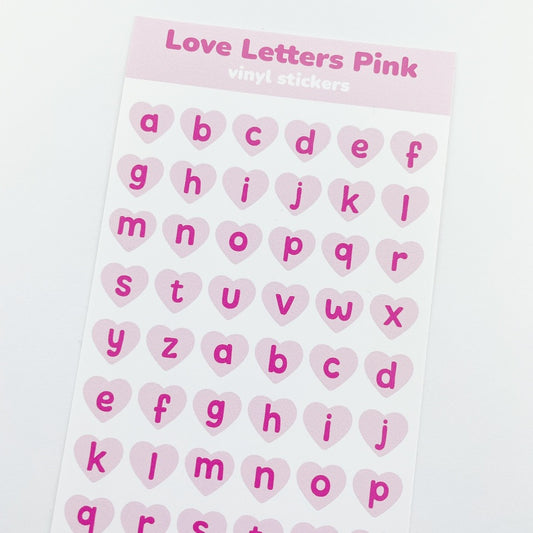 Love Letters Pink vinyl sticker sheet