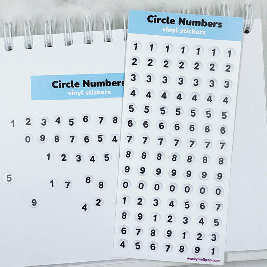Circle Numbers vinyl sticker sheet v30