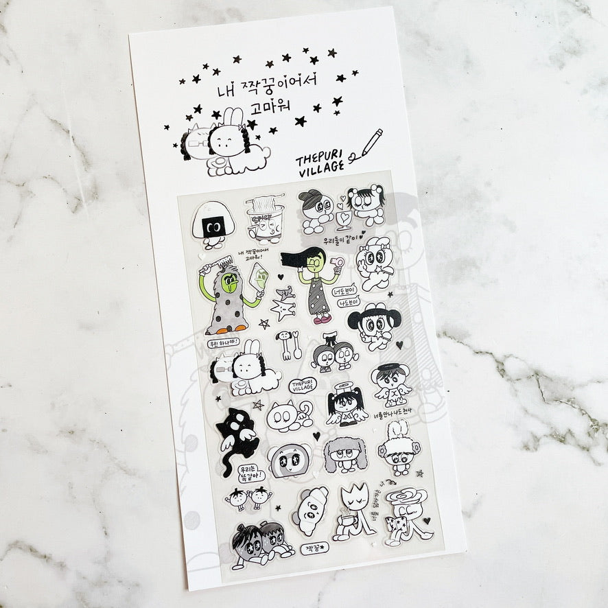 Thepuri Village Black/white sticker sheet b824