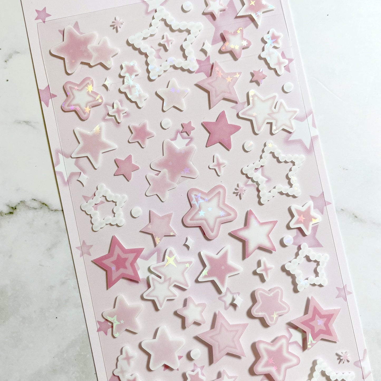 Angora Lora sparkly pink star stickers b224