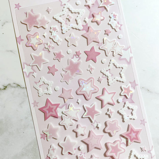 Angora Lora sparkly pink star stickers b224