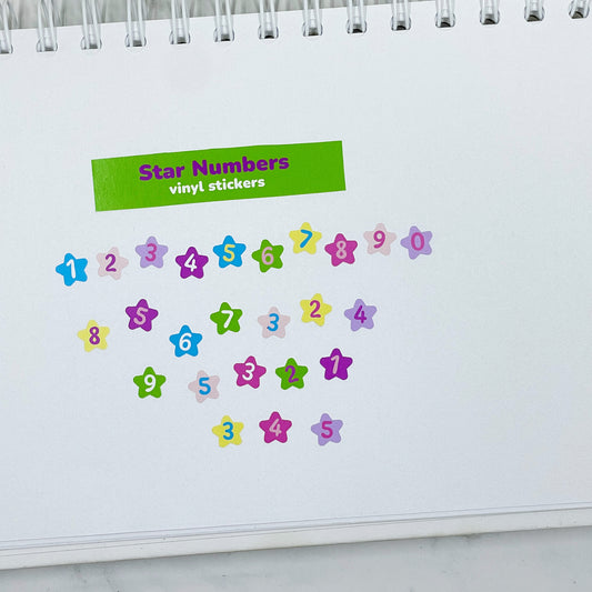 Star Numbers vinyl sticker sheet v25