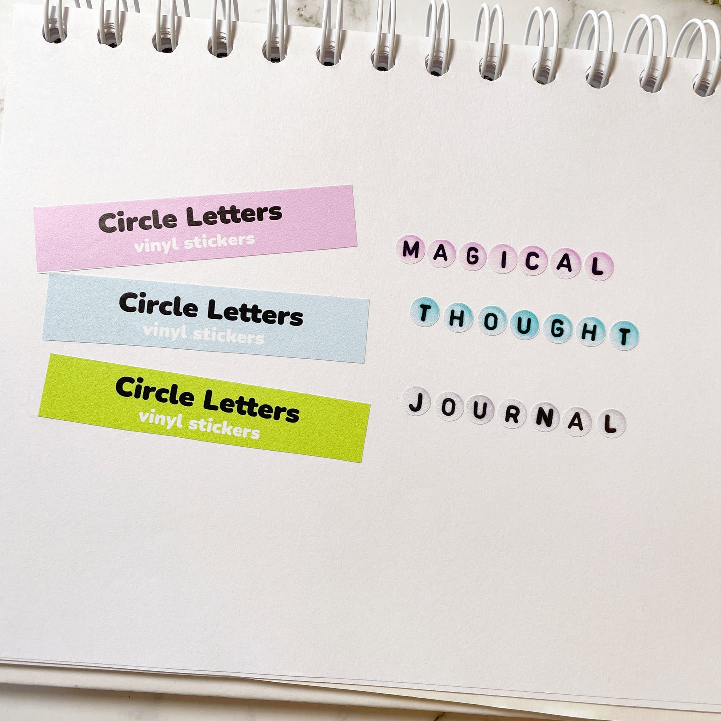 Circle Letters vinyl sticker sheet