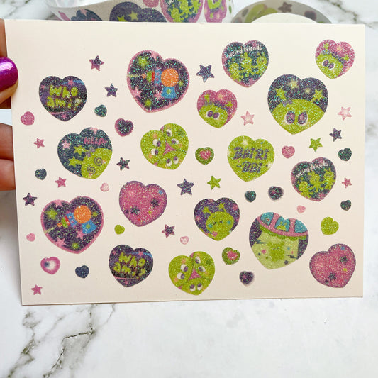 Thepuri Village Alien Kiss cut glitter sticker roll w202