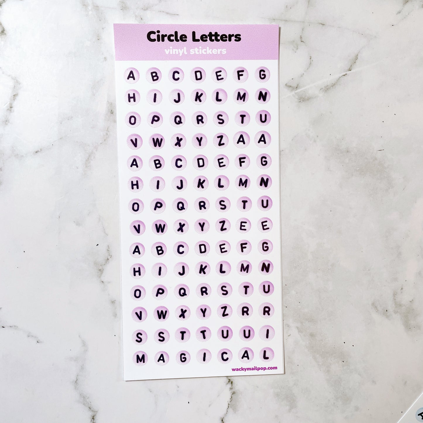 Circle Letters vinyl stickers