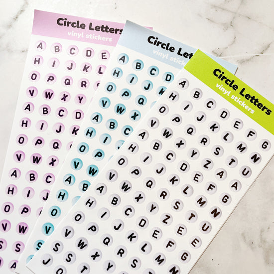 Circle Letters vinyl stickers
