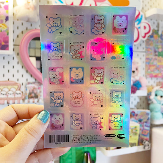 Monan Bear Holo Squares sticker b132