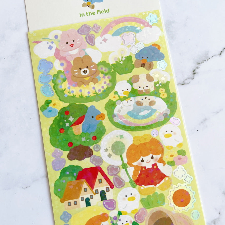 Red Bean Village In the Field sparkle sticker b432