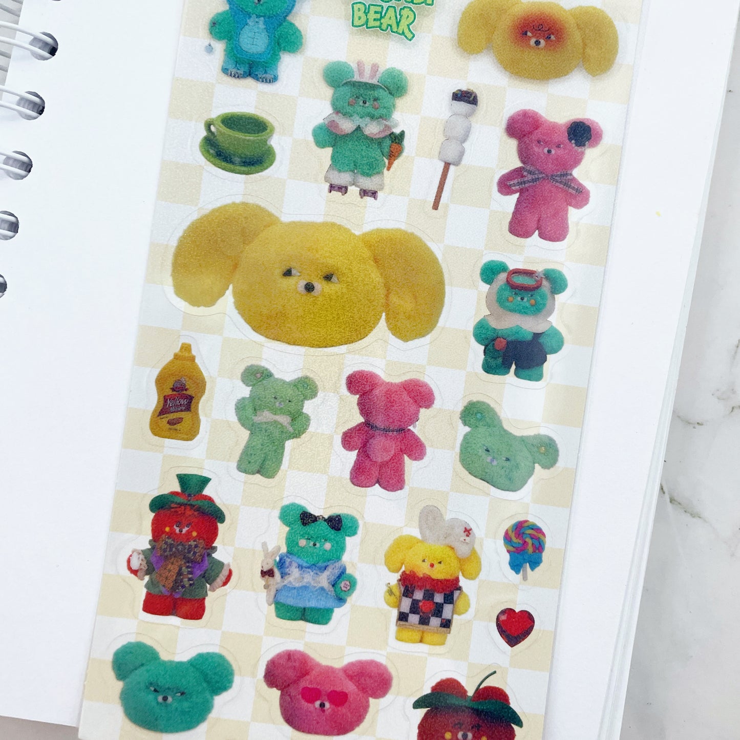 Wasabi Bear sparkle mustard sticker B557