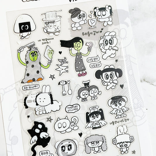 Thepuri Village Black/white sticker sheet b824