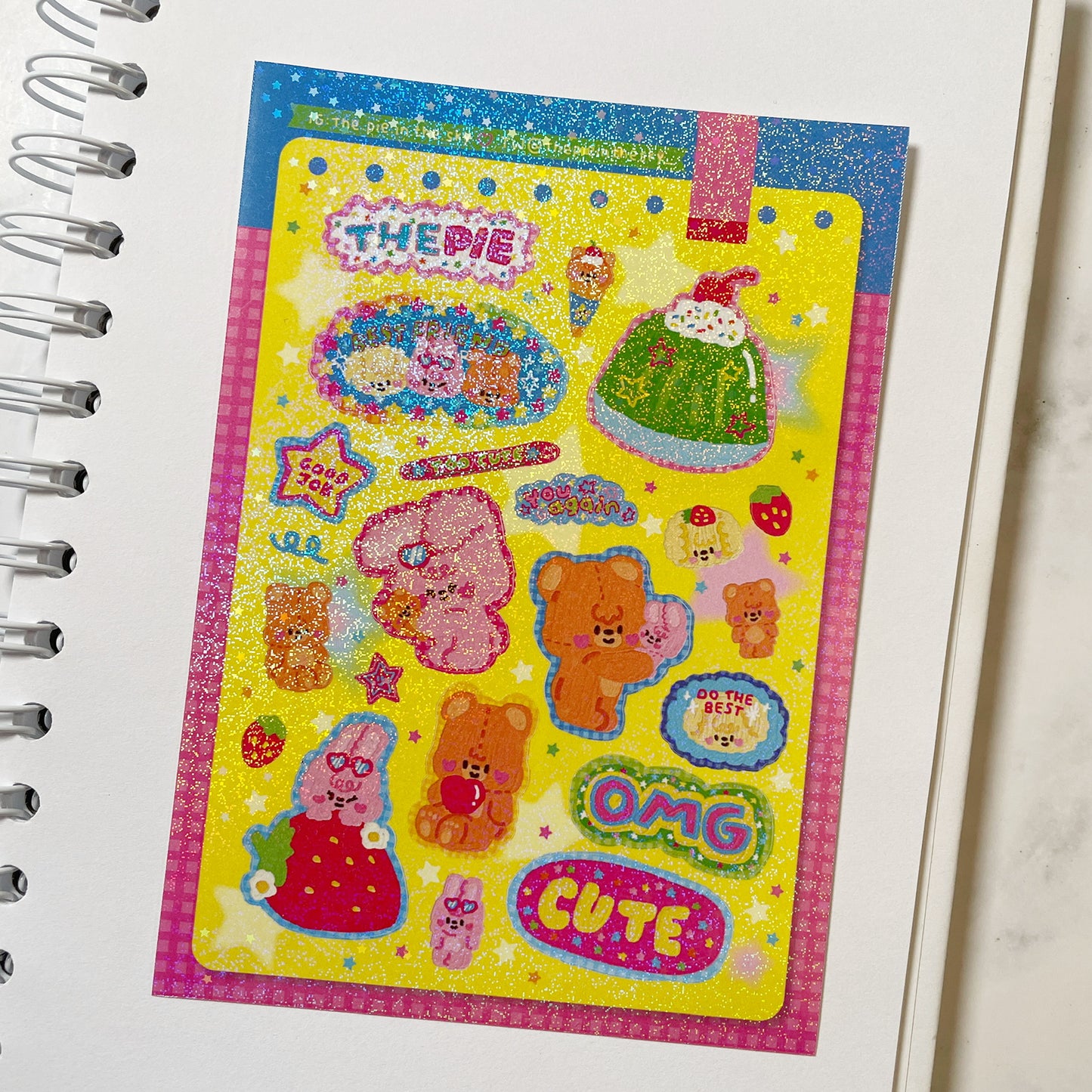 The Pie in the Sky Too Cute sparkle sticker b537