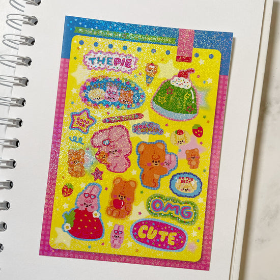 The Pie in the Sky Too Cute sparkle sticker b537