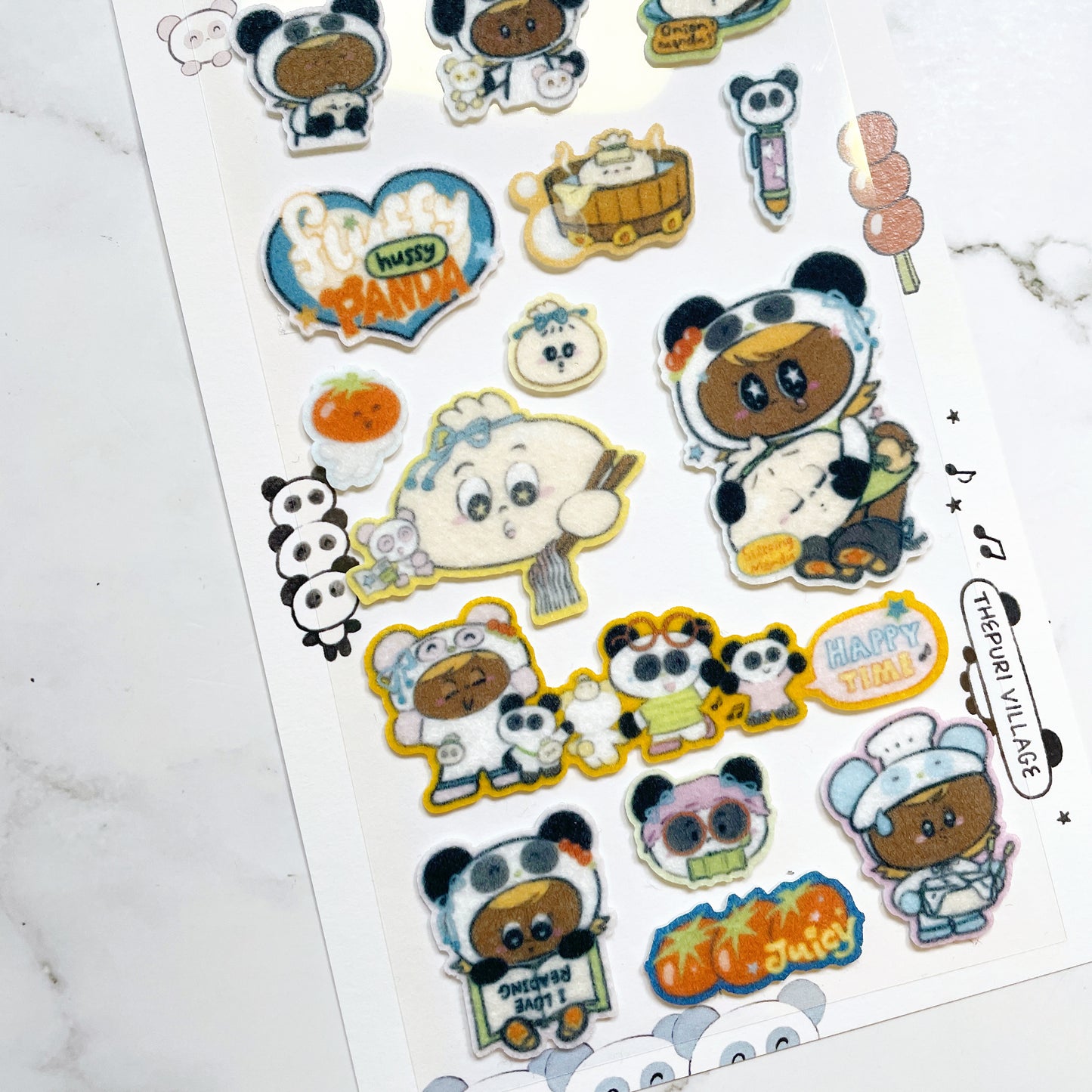 Thepuri Village Tomboy Panda Felt stickers b424