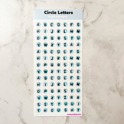 Circle Letters vinyl sticker sheet