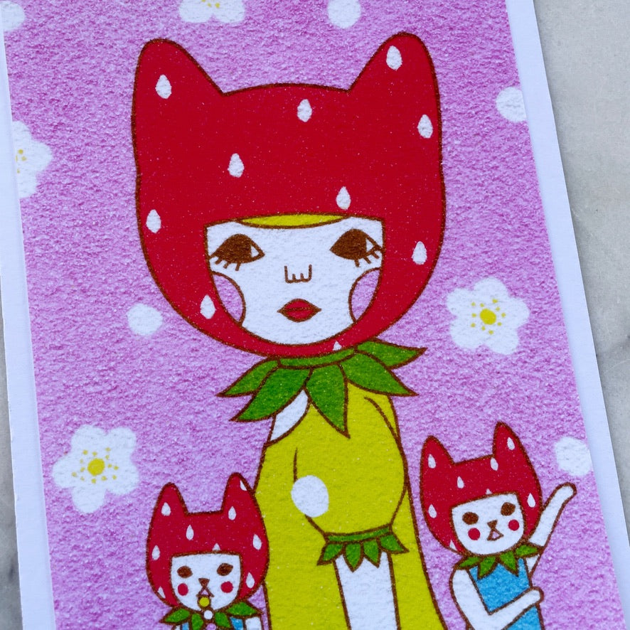 Naoshi Strawberry Girl Art Print 5x7