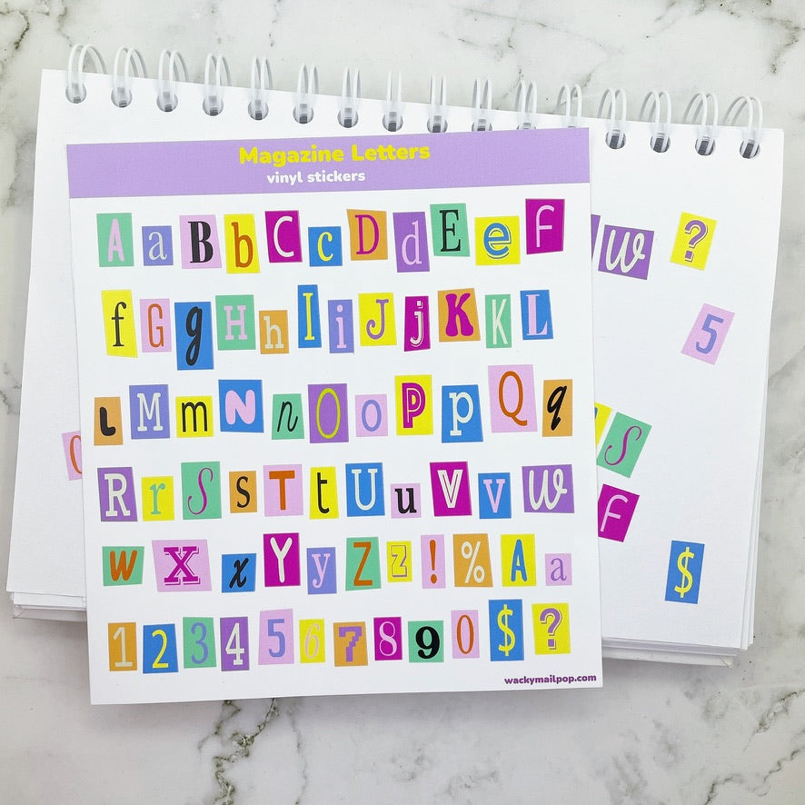 Magazine Letters vinyl sticker sheet v12