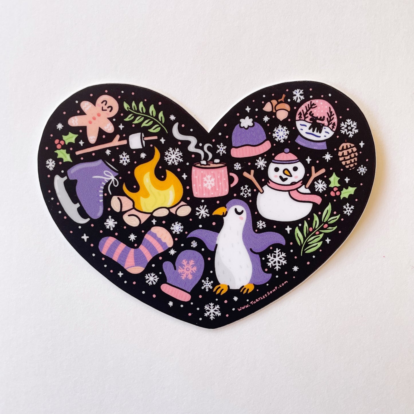 Turtle's Soup Winter Heart vinyl Sticker c101