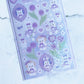 Angora Lora Purple Bunny Flowers sparkle sticker B471
