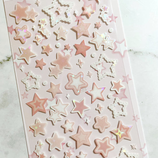 Angora Lora sparkly dusty pink star stickers b227