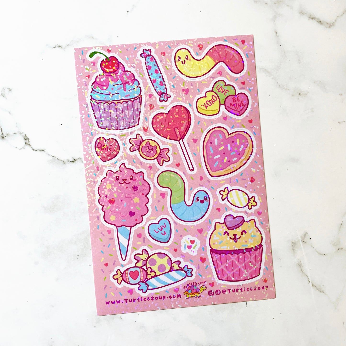 Turtle's Soup Sweet Treats Sparkle Sticker Sheet b393