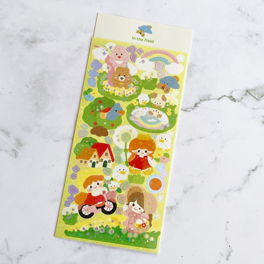 Red Bean Village In the Field sparkle sticker b432