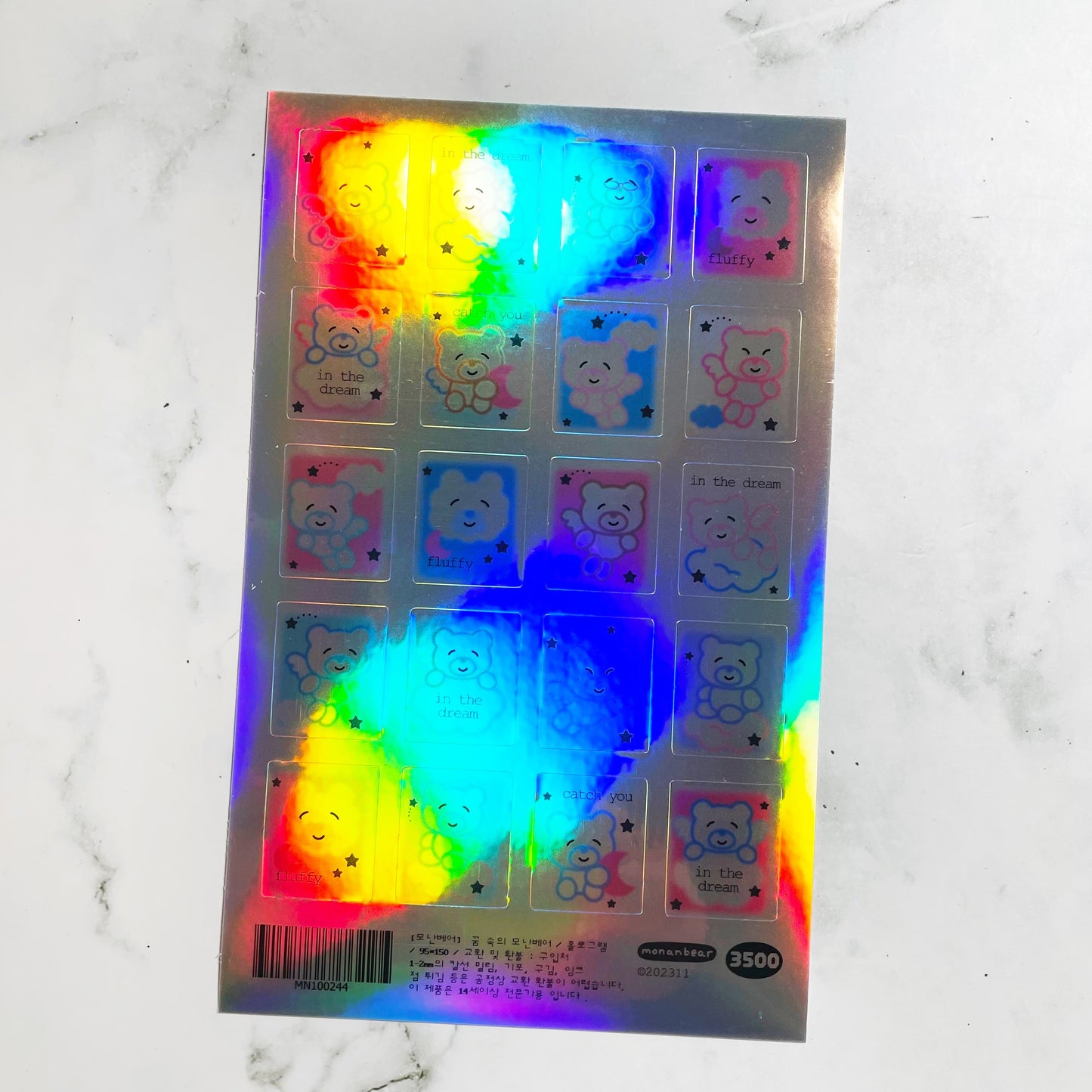 Monan Bear Holo Squares sticker b132