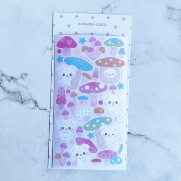 Angora Lora Pastel Mushroom Bunny sticker B467