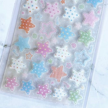 Angora Lora Sparkle Pastel Stars Sticker B479