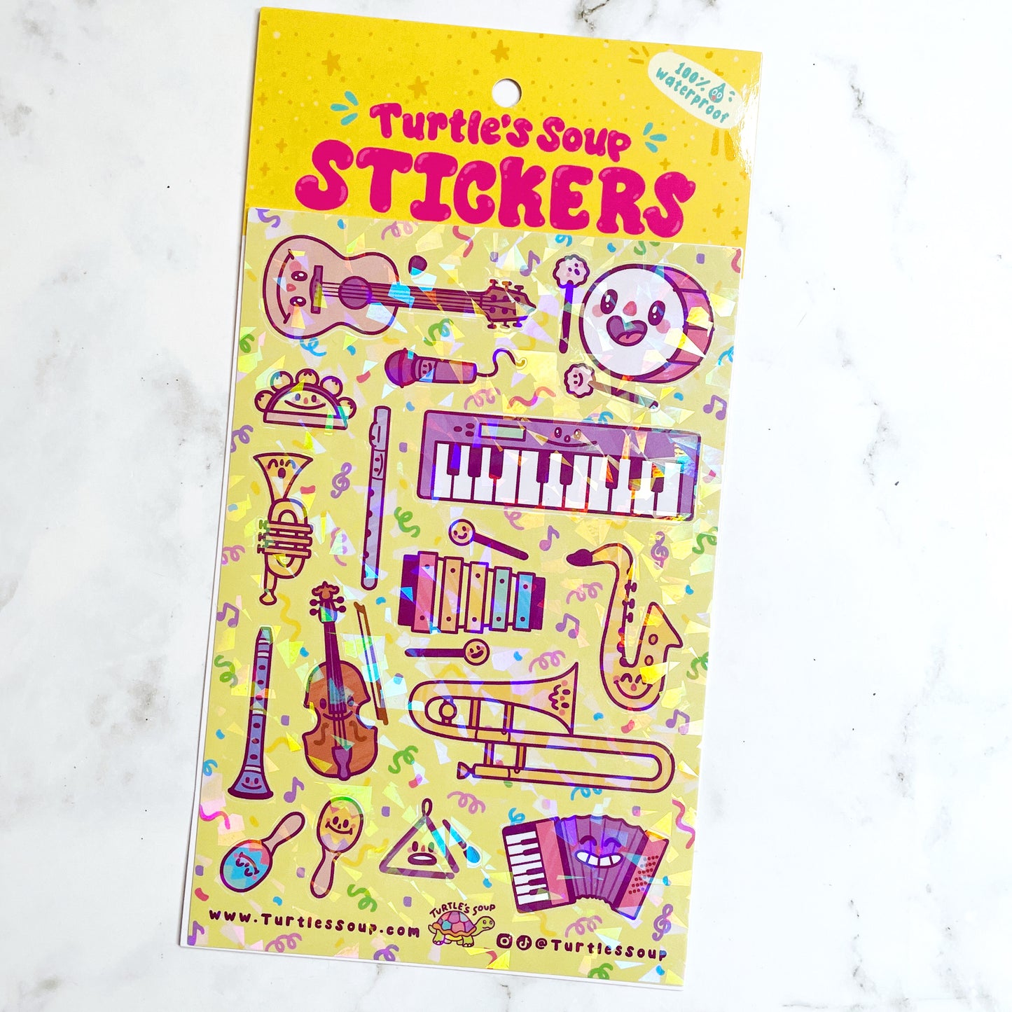 Turtle's Soup Musical Instruments Sparkle Sticker Sheet b427