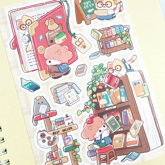 Danpoong.bom Cat Bookshop sticker b715