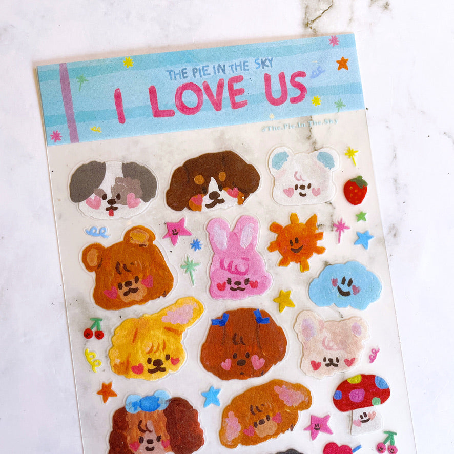 The Pie in the Sky I love us sticker B739