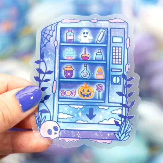 Unicorn Eclipse Spooky Snack Machine Clear Sticker H25