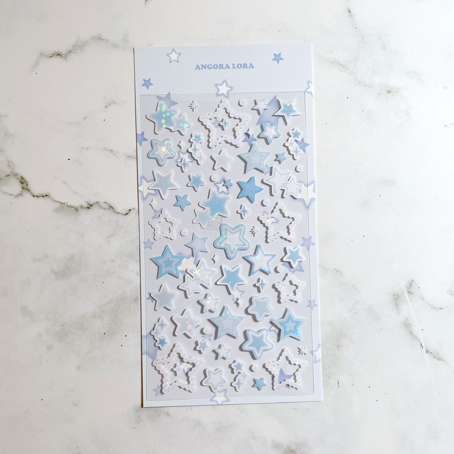 Angora Lora sparkly blue star stickers b225