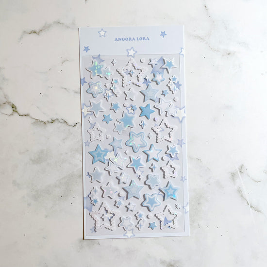 Angora Lora sparkly blue star stickers b225