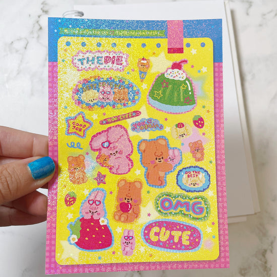 The Pie in the Sky Too Cute sparkle sticker b537