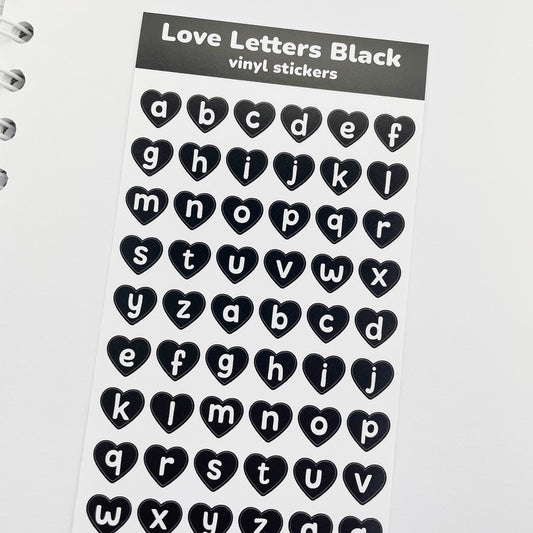 Love Letters Black vinyl sticker sheet