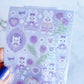 Angora Lora Purple Bunny Flowers sparkle sticker B471