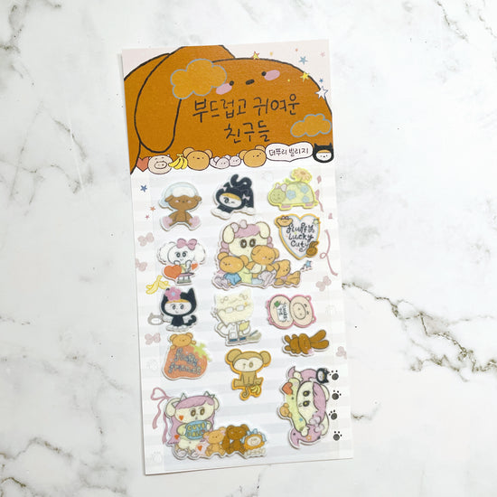 Thepuri Village Fluffy Cute Friends Felt stickers b423