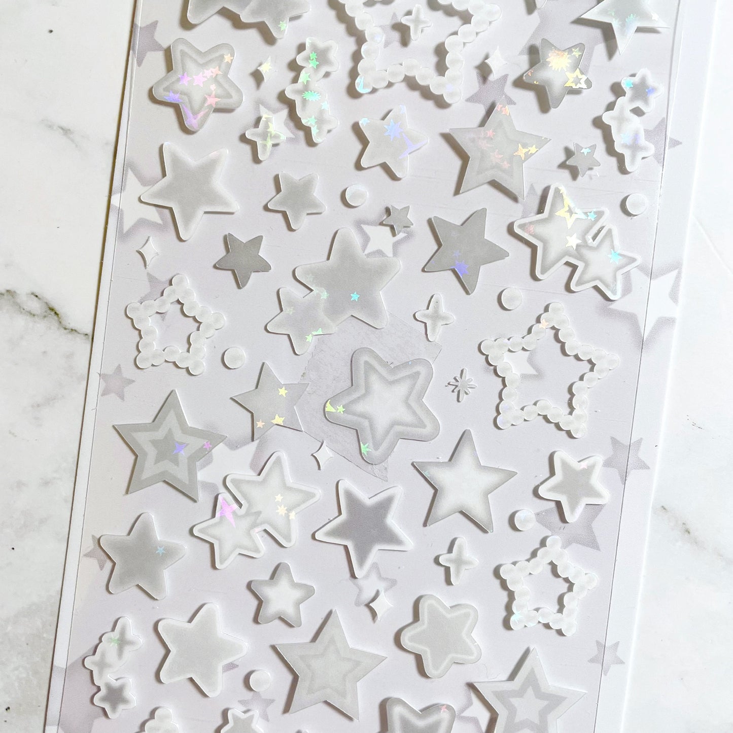 Angora Lora sparkly grey star stickers b224