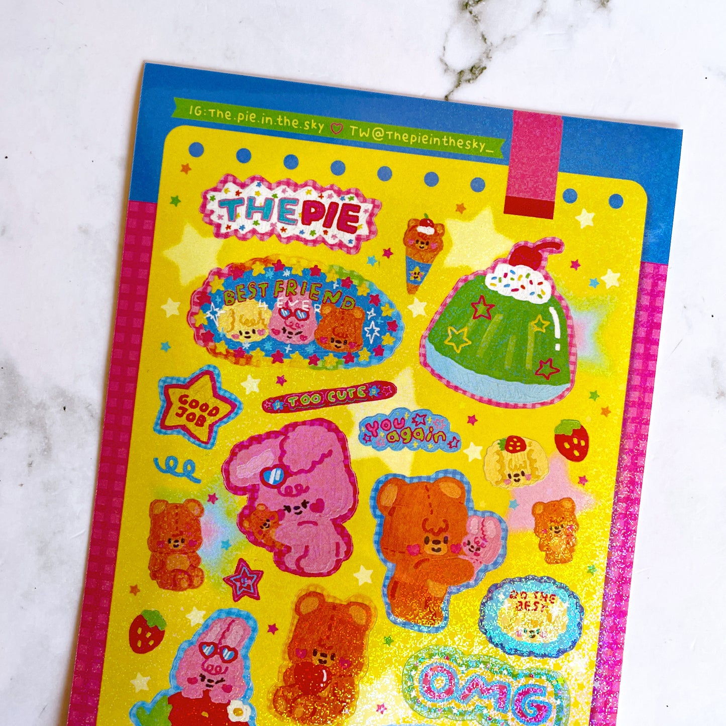 The Pie in the Sky Too Cute sparkle sticker b537