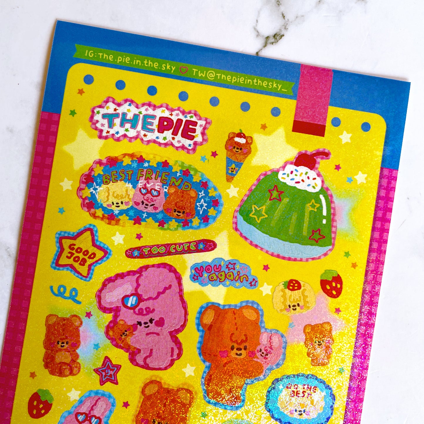 The Pie in the Sky Too Cute sparkle sticker b537