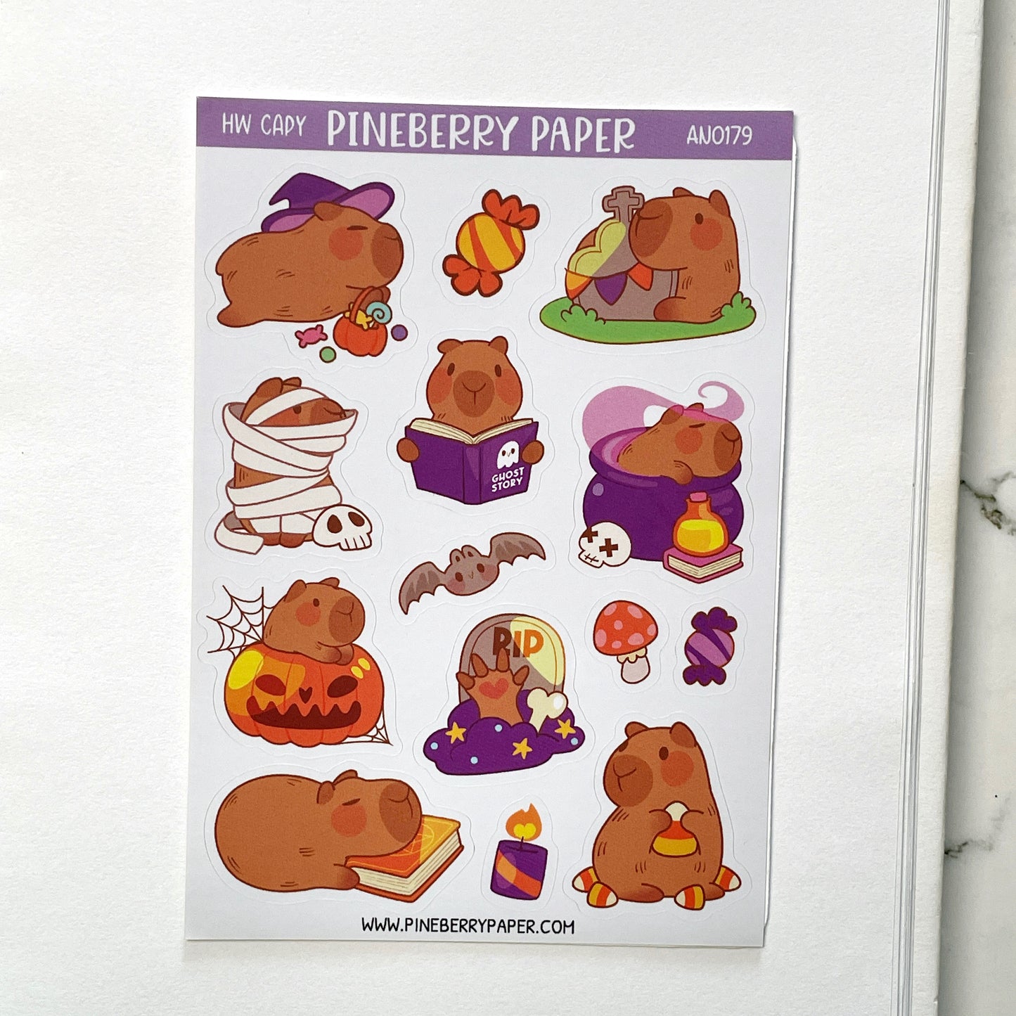 Pineberry Paper Halloween Capy sticker H44