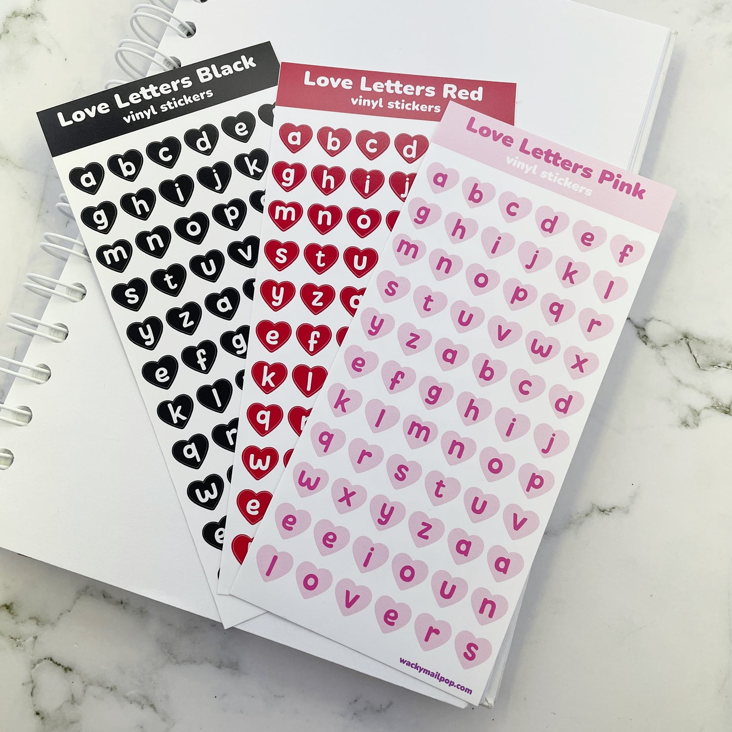 Love Letters Red vinyl sticker sheet